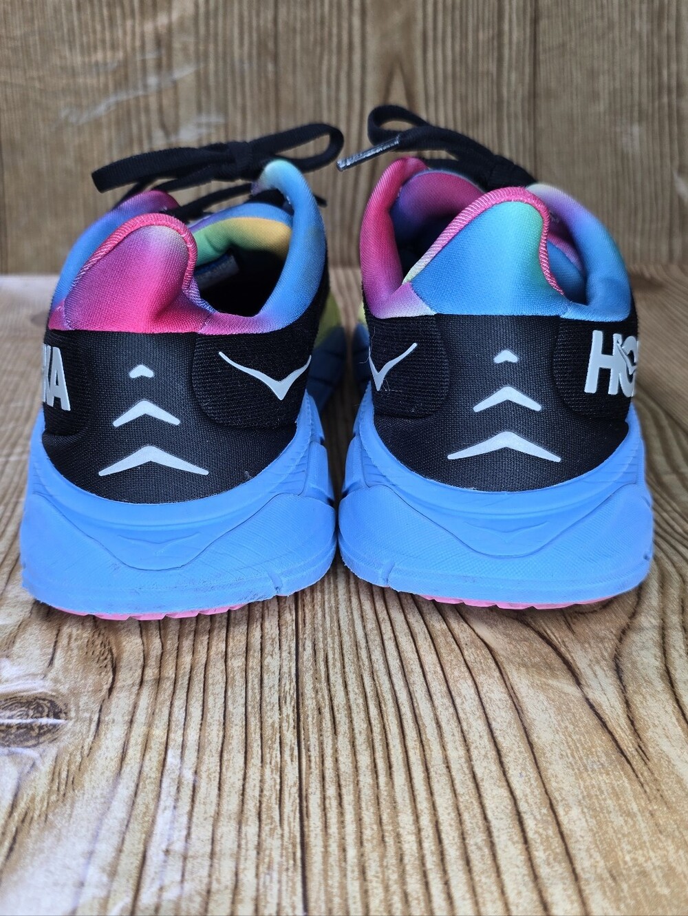 Women's Hoka Arahi 6 Black Neon Yellow Pink Blue Gradient Running Shoes Size 7B - Picture 3 of 9